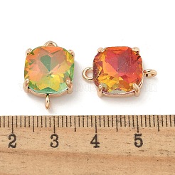 Brass Pave Faceted Glass Square Connector Charms&nbsp;X1-KK-G517-14G