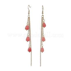 Synthetic Coral Flower Dangle Earrings&nbsp;EJEW-JE06652