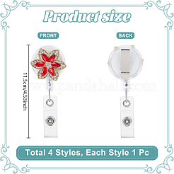 4Pcs Flower Alloy Glass Badge Reel&nbsp;HJEW-NB00302