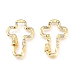 Brass Micro Pave Cubic Zirconia Screw Carabiner Lock Charms&nbsp;KK-M206-10G-01