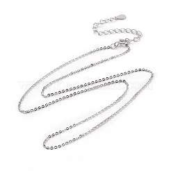 Anti-Tarnish Rhodium Plated 925 Sterling Silver Cable Chains Necklace for Women&nbsp;STER-I021-09P