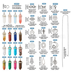DIY Natural & Synthetic Mixed Gemstone Bullet Pendant Necklace Making Kit&nbsp;DIY-TA0004-91