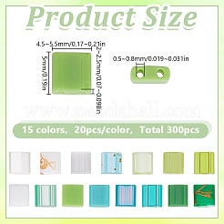 300Pcs 15 Colors 2-Hole Glass Seed Beads&nbsp;SEED-HY0001-35A