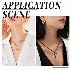 8Pcs 2 Colors Alloy Cross Pendant 667 Stainless Steel Box Chain Necklaces&nbsp;NJEW-GO0001-23