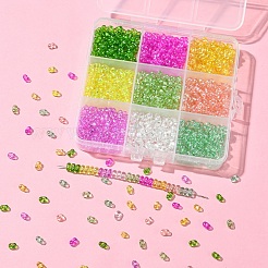90g 9 Colors Baking Paint Glass Seed Beads&nbsp;SEED-YW0002-51A
