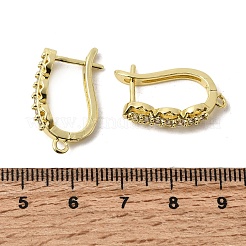 Flat Round Brass Micro Pave Clear Cubic Zirconia Hoop Earring Findings&nbsp;KK-A289-02G