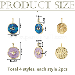 8Pcs 4 Colors Brass Enamel Pendants&nbsp;KK-HS0015-81