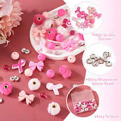 48Pcs DIY Breast Cancer Awareness Themed Jewelry Finging Kits&nbsp;DIY-TA0013-60