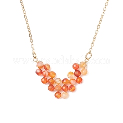 3Pcs 3 Styles Natural Green Aventurine & Amethyst & Carnelian Faceted Round Beaded Arrow Pendant Brass Cable Chain Necklaces&nbsp;NJEW-TA00207