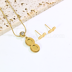 Stainless Steel Number 8-shaped Pendant Necklace & Stud Earrings Sets for Women Daily Casual and Party&nbsp;OF1174