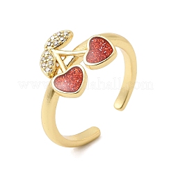 Brass Micro Pave Clear Cubic Zirconia Cuff Open Rings&nbsp;RJEW-C164-04D-G