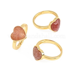 Natural Strawberry Quartz Finger Rings with Brass Findings&nbsp;G-H353-03G-05