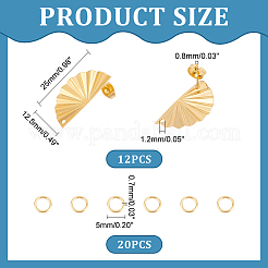 12Pcs 304 Stainless Steel Half Round Stud Earrings Finding&nbsp;STAS-UN0051-52