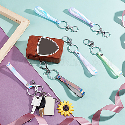 12Pcs 6 Colors PU Leather Laser Keychains&nbsp;KEYC-WR0001-07