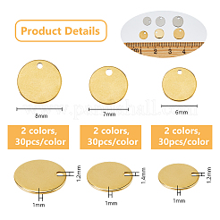 180Pcs 6 Styles 201 & 304 Stainless Steel Stamping Blank Tag Pendants&nbsp;STAS-DC0016-17