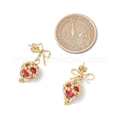 Brass Diamond Dangle Stud Earrings&nbsp;EJEW-MZ00465