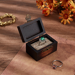 Wood and Sponge Iron Cuboid Ring Boxes&nbsp;CON-WH0200-07A