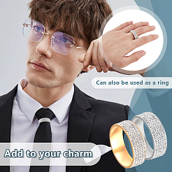 4Pcs 2 Colors Stainless Steel Rhinestone Finger Rings for Unisex&nbsp;RJEW-GA0001-04-1