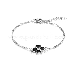 Stainless Steel Heart-shape Clover Link Bracelets&nbsp;OH1703-1