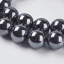 AAA Grade Black Non-Magnetic Synthetic Hematite Round  Beads Strands&nbsp;X-G-H1069-1