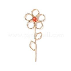 4Pcs 4 Styles Natural Red Agate & Lapis Lazuli & Amethyst & Green Aventurine Faceted Round Bead Copper Wire Wrapped Flower Pendants&nbsp;PALLOY-TA00246