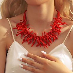 Resin Coral Shaped Beaded Bib Necklaces for Women&nbsp;FS-WG3D4DE-02