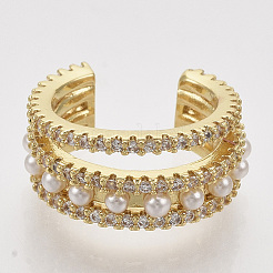 Brass Micro Pave Cubic Zirconia Cuff Earrings&nbsp;X-ZIRC-Q022-027G-NF