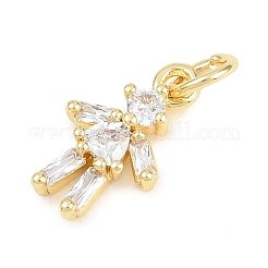 Brass Micro Pave Clear Cubic Zirconia Pendants&nbsp;KK-D258-40G-02