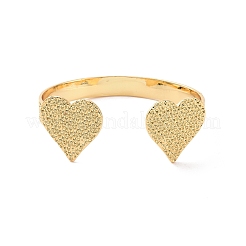 Brass Double Heart Open Cuff Bangle for Women&nbsp;BJEW-P280-01G