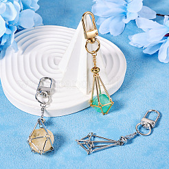 2Pcs 2 Colors Brass Empty Pouch Stone Holder for Keychain&nbsp;KEYC-TA0001-34
