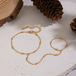 Minimalist Bamboo 304 Stainless Steel Link Ring Bracelets&nbsp;GG6478