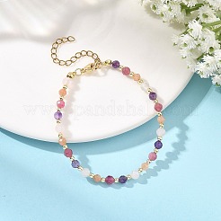 Natural Amethyst & Tourmaline & Sunstone & Rose Quartz Round Beaded Necklaces and Bracelet Set&nbsp;SJEW-JS01383