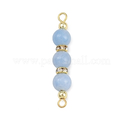 5Pcs 5 Styles Natural Green Aventurine & Rose Quartz & Amethyst & Dyed White Jade & Citrine Round Beaded Connector Charms&nbsp;PALLOY-JF04361
