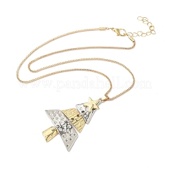 Alloy Christmas Tree Pendant Box Chain Necklaces for Women&nbsp;NJEW-F359-01