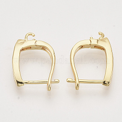 Brass Micro Pave Cubic Zirconia Hoop Earring Findings with Latch Back Closure&nbsp;X-KK-T048-033G-NF