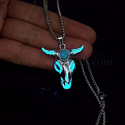 Alloy Ox Head Pendant Necklace with Stainless Steel Chains&nbsp;JN1135C