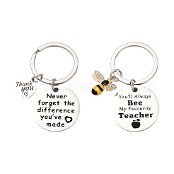1Pc Teacher's Day Gift 201 Stainless Steel Word Thank You Keychains&nbsp;KEYC-FS0001-08