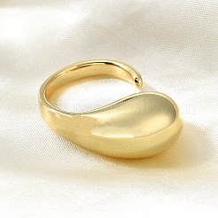 Rack Plating Brass Teardrop Open Cuff Ring for Women&nbsp;RJEW-A016-03G