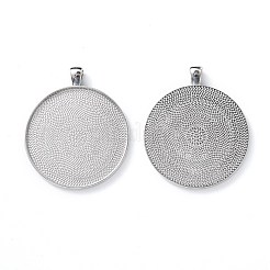 Tibetan Style Flat Round Alloy Big Pendant Cabochon Settings&nbsp;TIBEP-Q049-09AS-RS