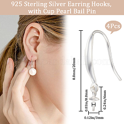 2 Pairs 925 Sterling Silver Earring Hooks&nbsp;STER-BBC0005-34