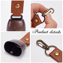 4Pcs 2 Colors Imitation Leather & Iron Bell Keychains&nbsp;AJEW-CL0002-41