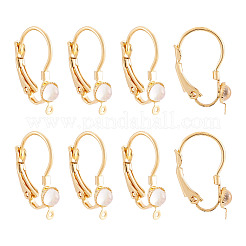 10Pcs Flat Round Brass Glass Leverback Earring Findings&nbsp;KK-TADJ0001-18