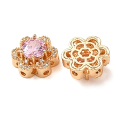Brass Micro Pave Pink Cubic Zirconia Beads&nbsp;CU-CBAEC99-32G-02