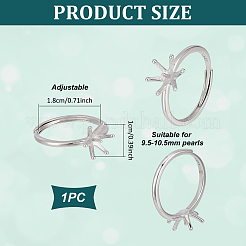 1Pc Adjustable Rhodium Plated 925 Sterling Silver Finger Rings Components&nbsp;STER-ME0001-02