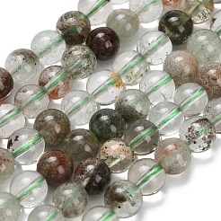 Natural Green Lodolite Quartz Beads Strands&nbsp;G-L642-B06-6mm