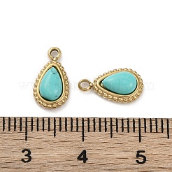 Real 14K Gold Plated Synthetic Turquoise Teardrop Charms&nbsp;STAS-R005-04G