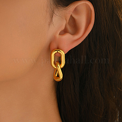 Oval 304 Stainless Steel Dangle Stud Earrings&nbsp;KV5198
