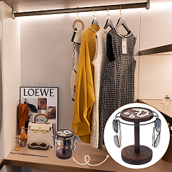 Iron Rotating Eyeglass Holder Stand with Wood Tray and Base&nbsp;AJEW-WH0695-248