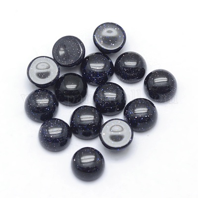 Synthetic Blue Goldstone Cabochons&nbsp;G-P393-R22-6mm-1