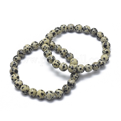 Natural Dalmatian Jasper Bead Stretch Bracelets&nbsp;BJEW-K212-A-014-1